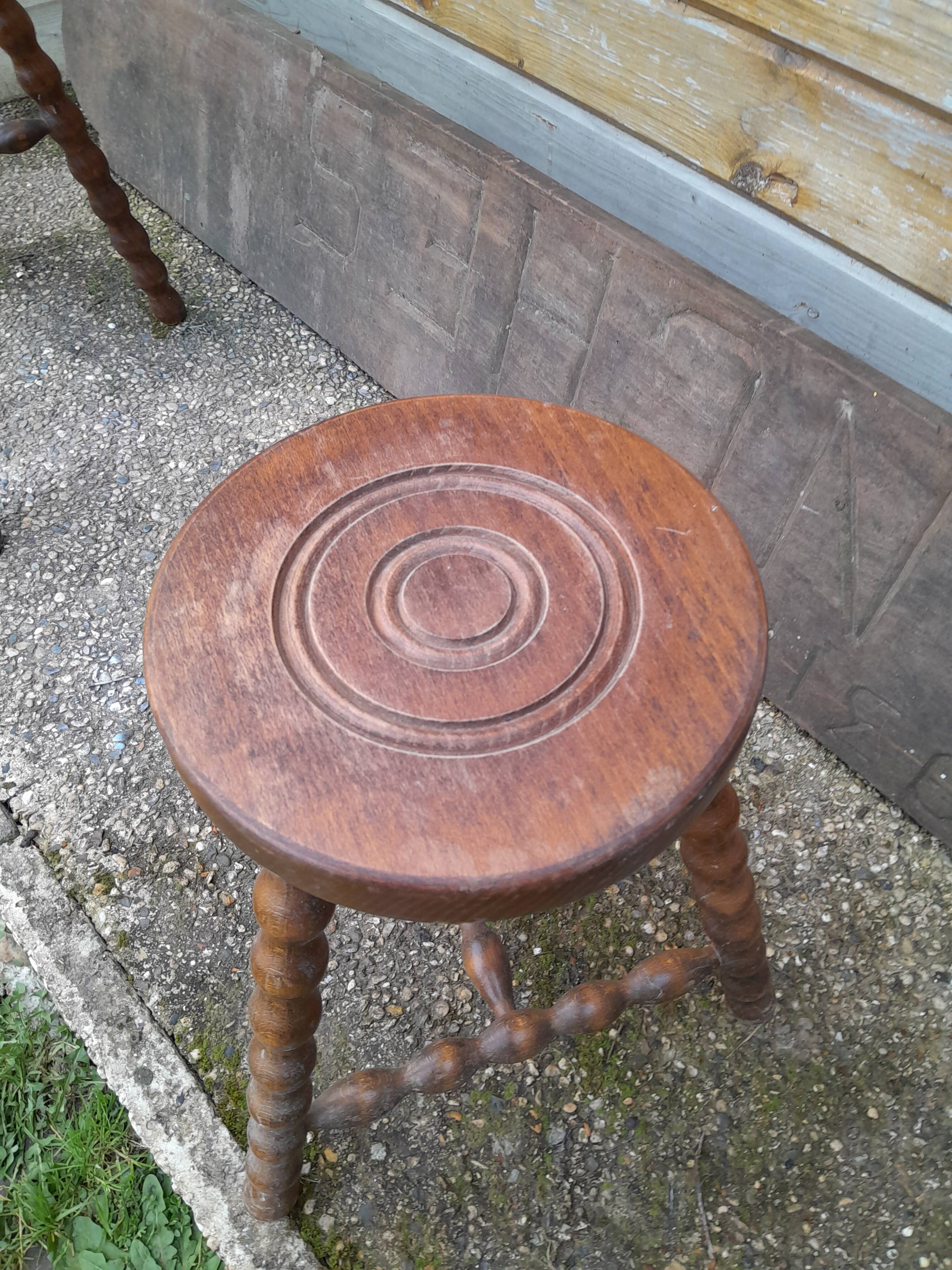 Vintage turned wooden harness or stool from the 1950s
