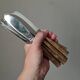 Set of 12 bamboo-style dessert knives in brass.