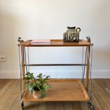 Scandinavian service in beech wood metal and metal upright in 60s