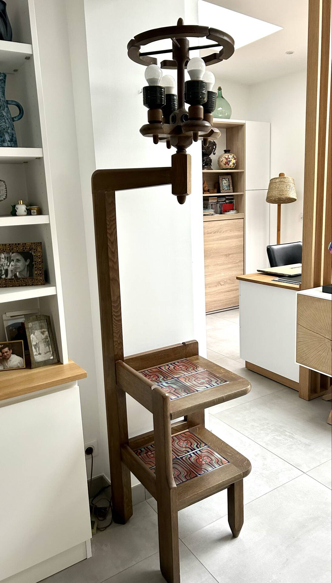 Guillerme and Chambron luminaire 1960 solid oak