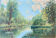 Tableau HSP : "Petit coin de rivière avec barque" début XX° monogrammé