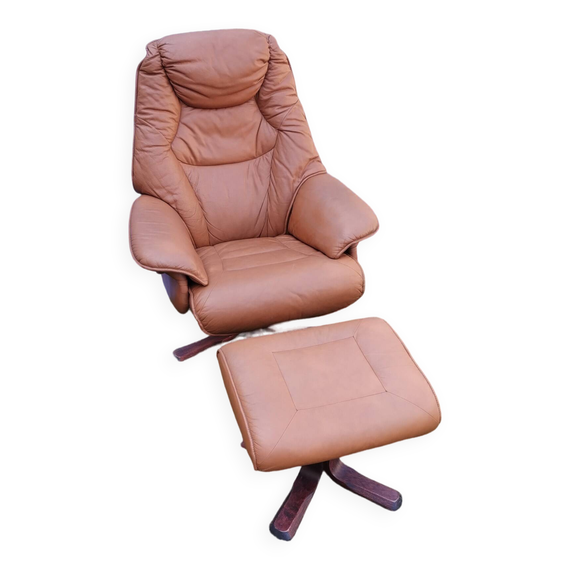 Fauteuil en cuir brun par Hjort-Knudsen