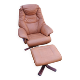 Brown leather armchair by Hjort-Knudsen