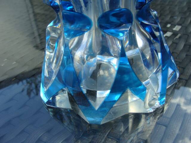 Large blue crystal vase