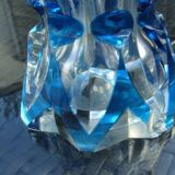 Large blue crystal vase