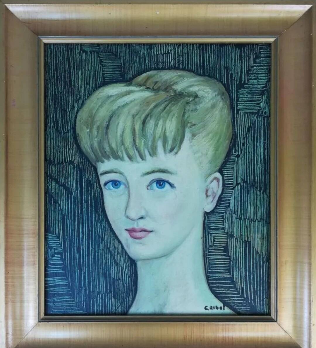 Mid 20th Century Portrait of a Woman Oil Painting