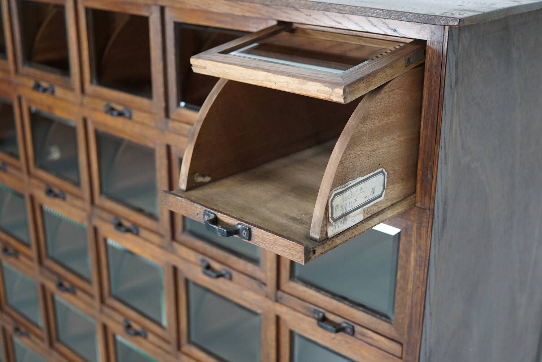 Antique German Oak Haberdashery Shop Cabinet, 1920/30s
