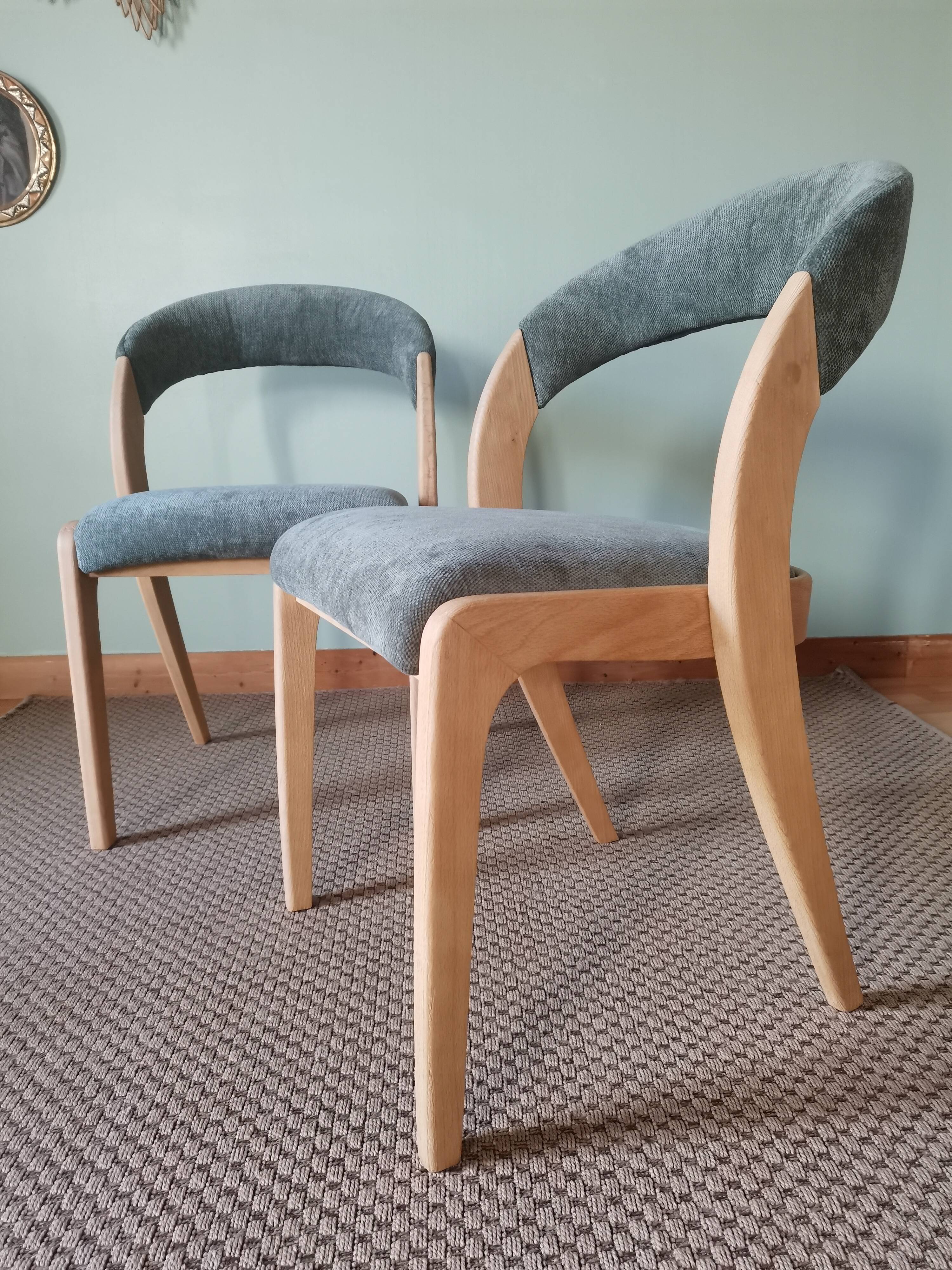 Baumann aqua green gondola chairs