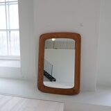 Mid-century modern sculptural wall mirror in stained oak, glass, Glas & Trä 1959