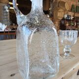 Antique blown amber bubble glass jar