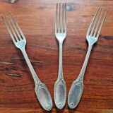 Christofle - Set of 3 Marie Antoinette model table forks in silver-plated metal