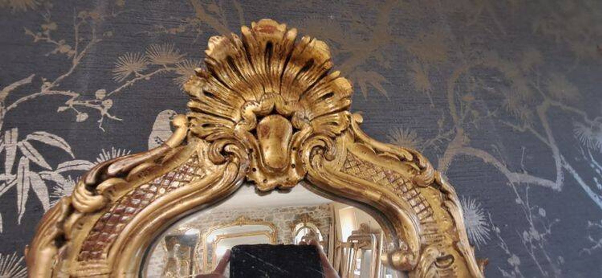 XX carved wood mirror 95 x 67