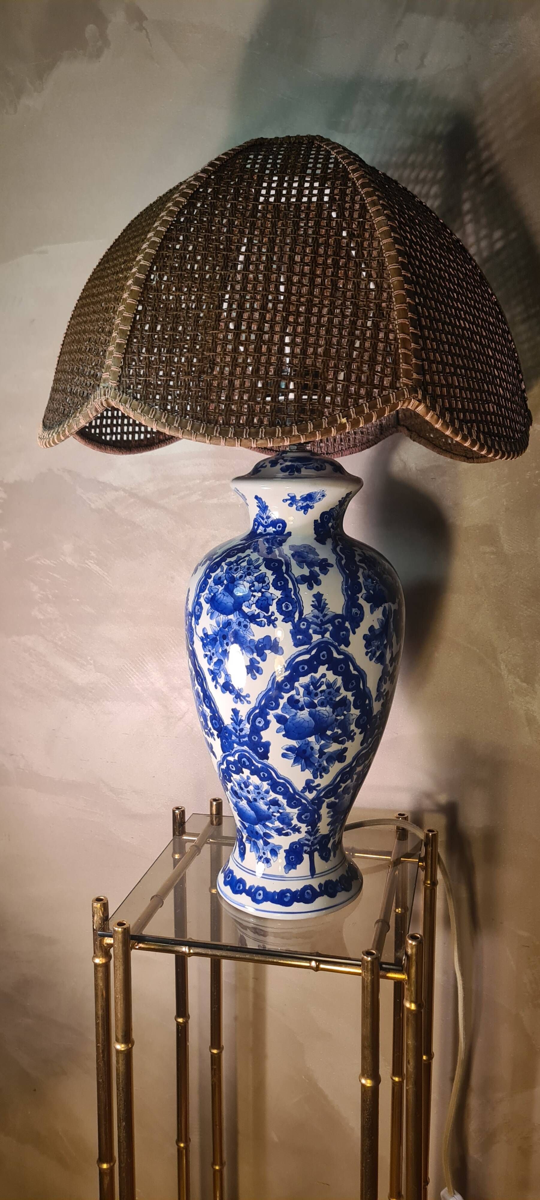 Large blue porcelain lamp 66x41 lampshade asia, japan, china elec new