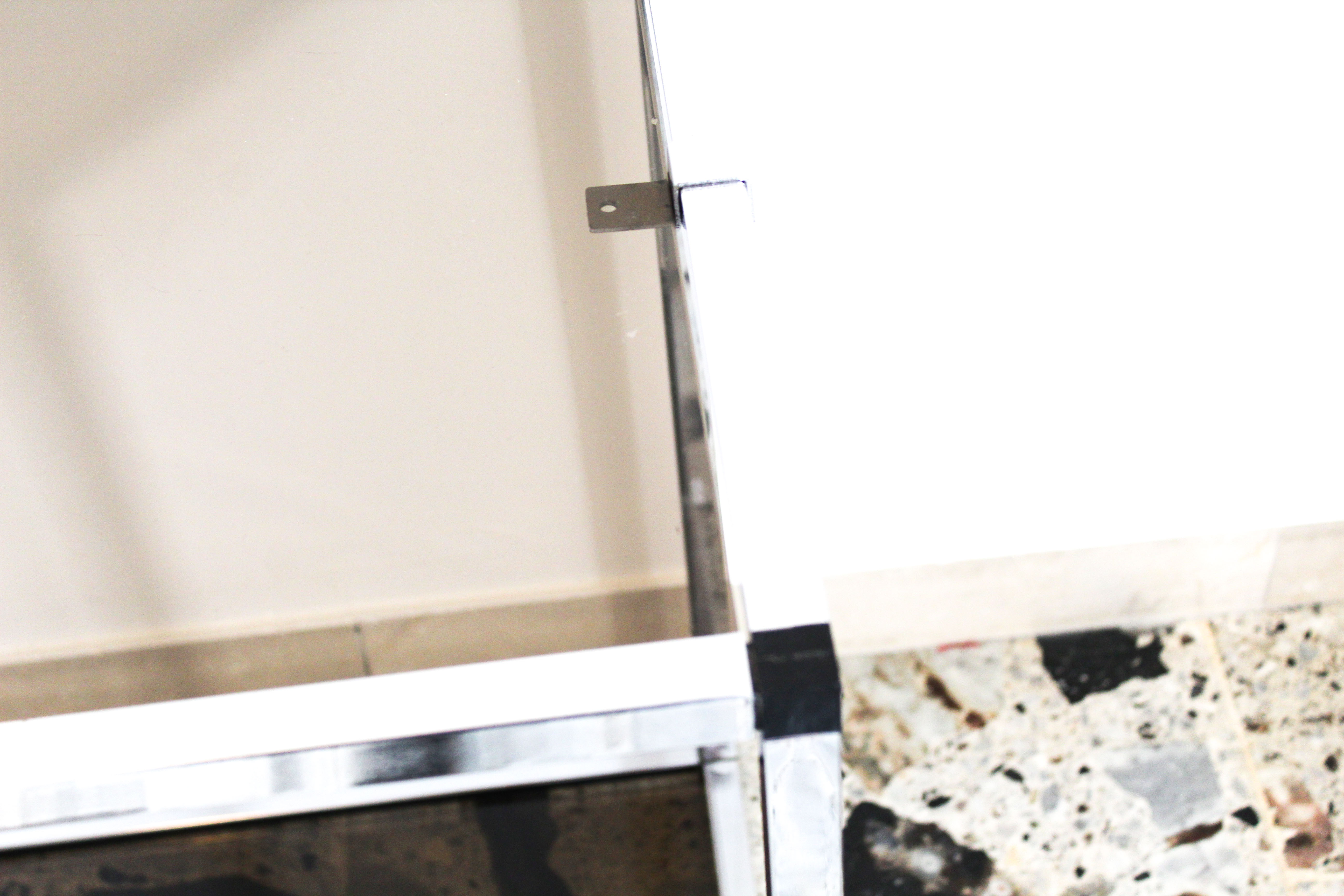 Console in chromed metal and smoked glass, Italy 70's