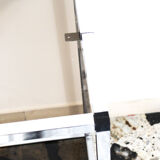Console in chromed metal and smoked glass, Italy 70's