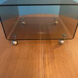 Small table, deserted on caster end table Plexiglas Michel Dumas