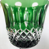 Set of five large colored crystal foot glasses