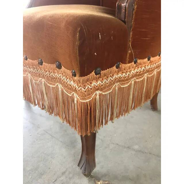 Late 20th-Century Dralon Velvet Upholstered Walnut Armchair