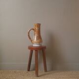 Vase with vintage ceramic handle, handcrafted, old pitcher, country decoration