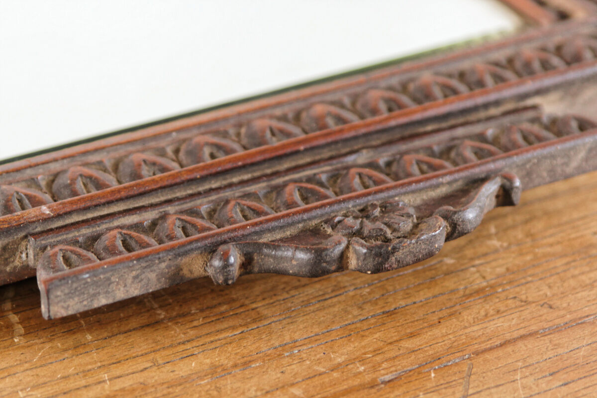 Carved wood mirror, folk art