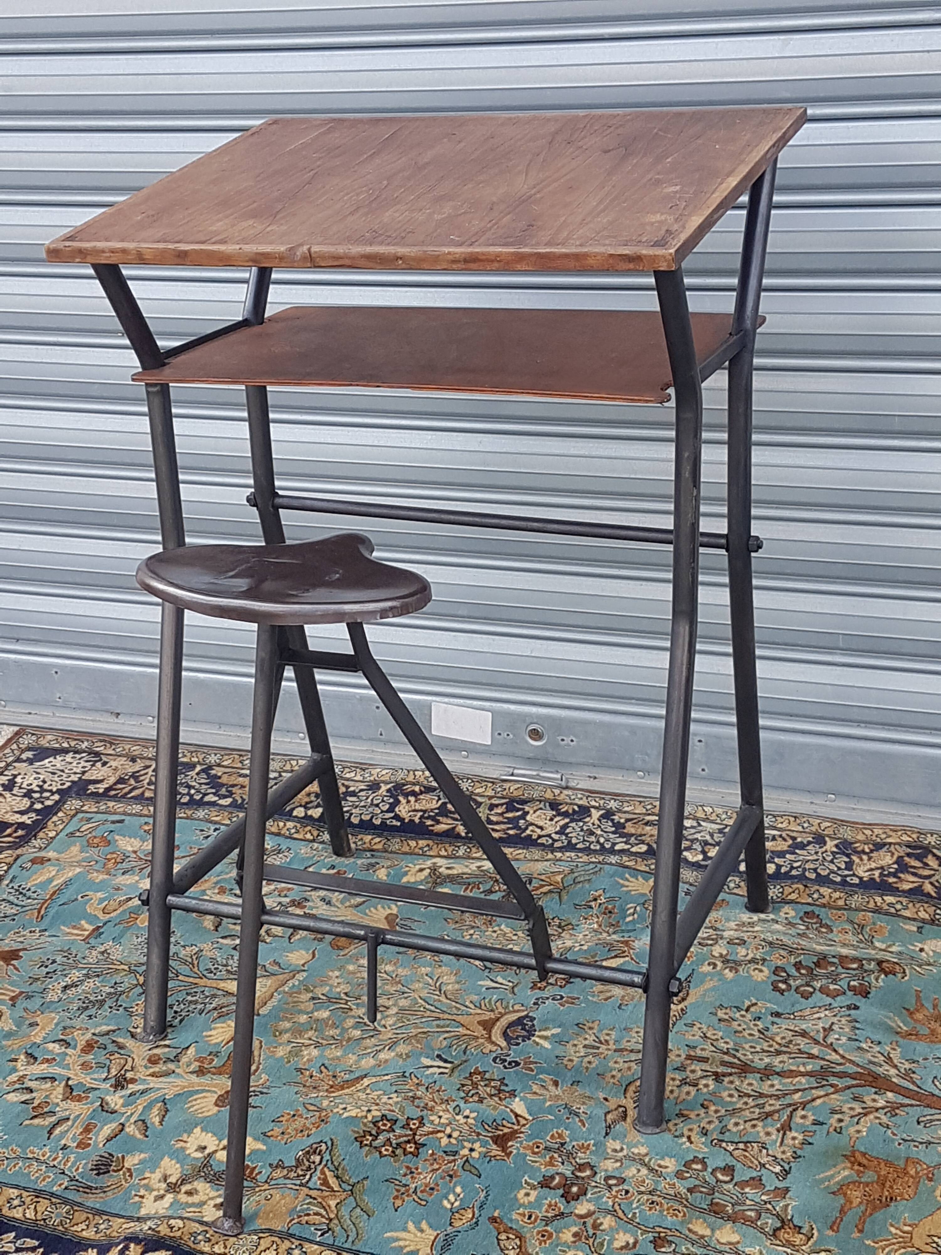 Architect's desk with integrated stool