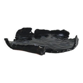 Handcrafted enameled black ceramic pocket emptier