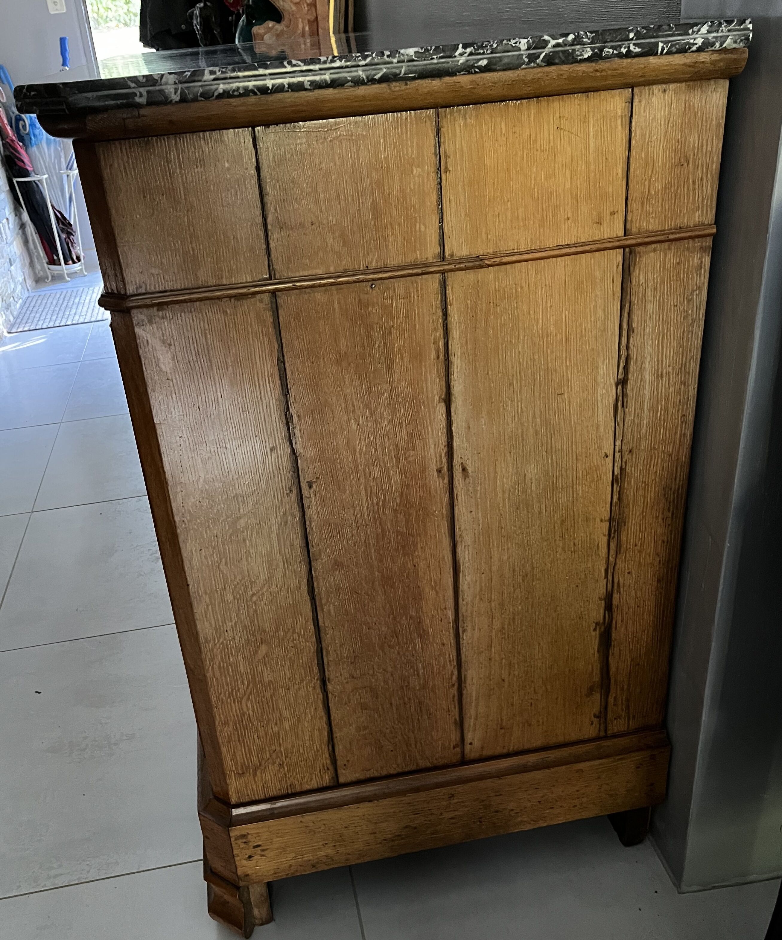 Commode vintage marbre gris