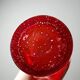 Red blown glass bubble tube vase in Murano style, vintage 80s-90s.