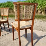 Set 6 vintage Dutch Design chair Mart Stam a2-1 wood rush rustic 1947