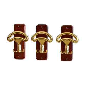 Set of 3 pads wearing wooden crochets with gilded metal ghidini Italy navy style