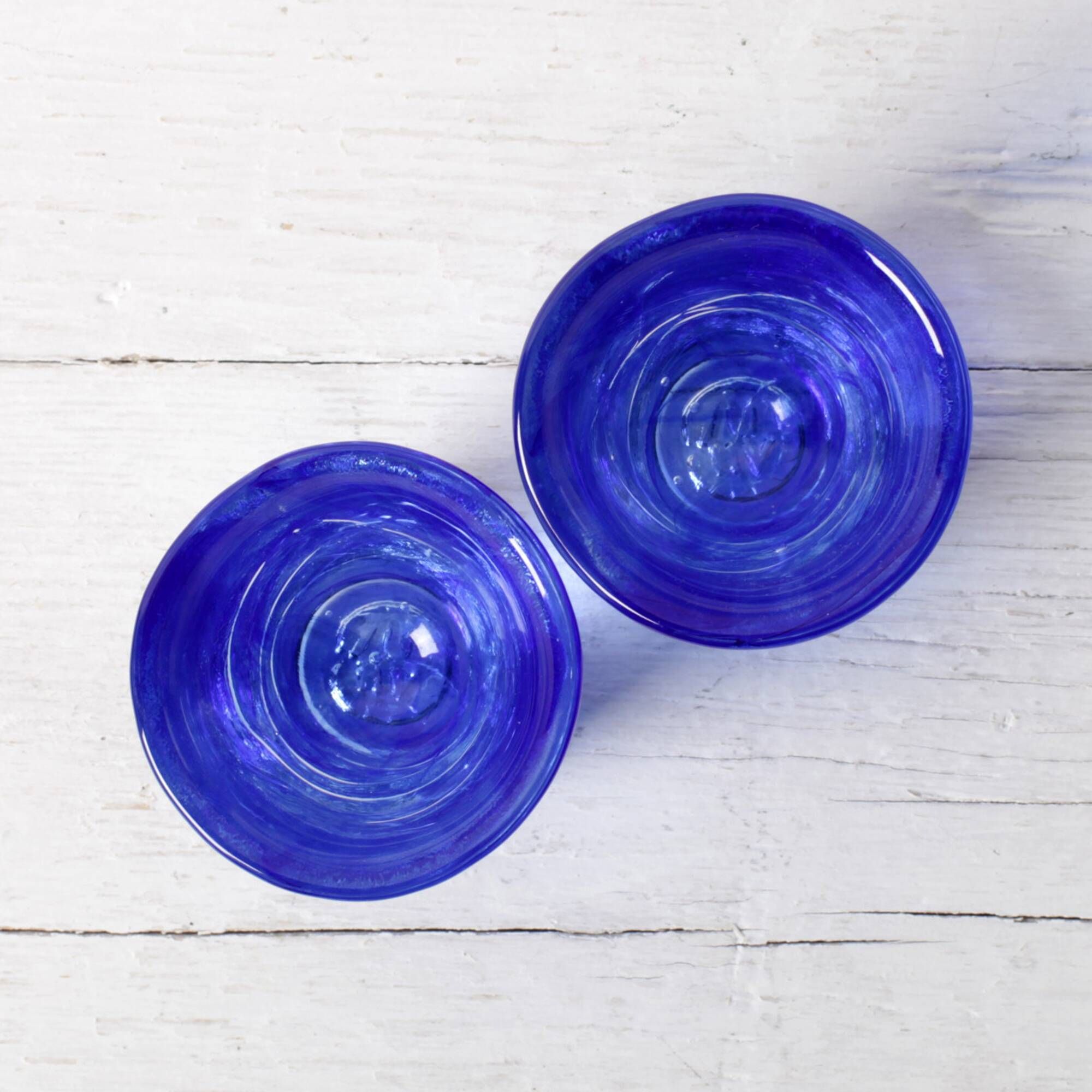 Set of 2 Kosta Boda Blue Shot Glasses 'Mine' by Ulrica Hydman Vallien