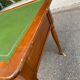 Louis XVI style desk in solid wood and green leather, 1970.