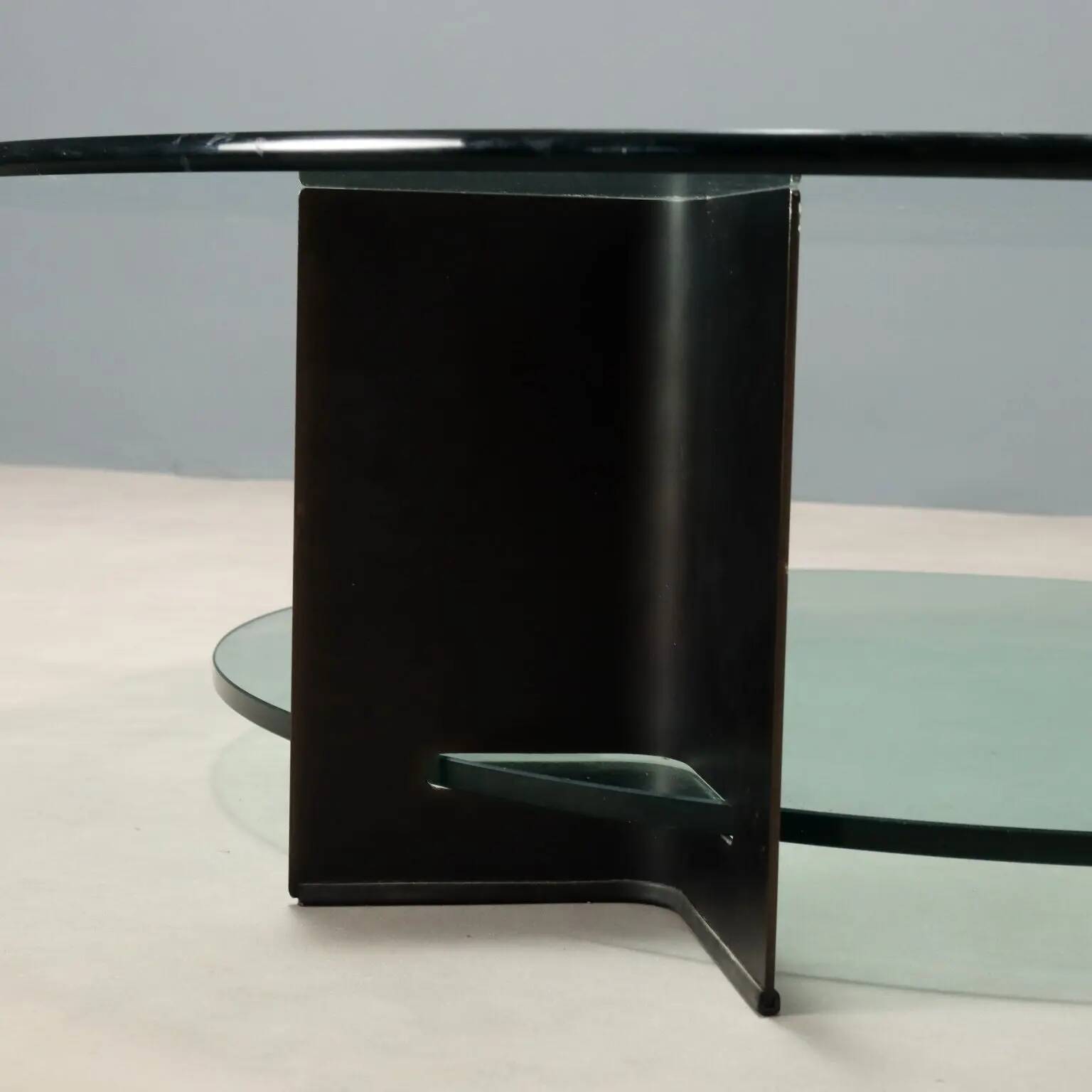 Vintage coffee table in lacquered metal and glass, Italy, 1970s-1980s.