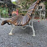 Cast iron and oak slatted garden bench