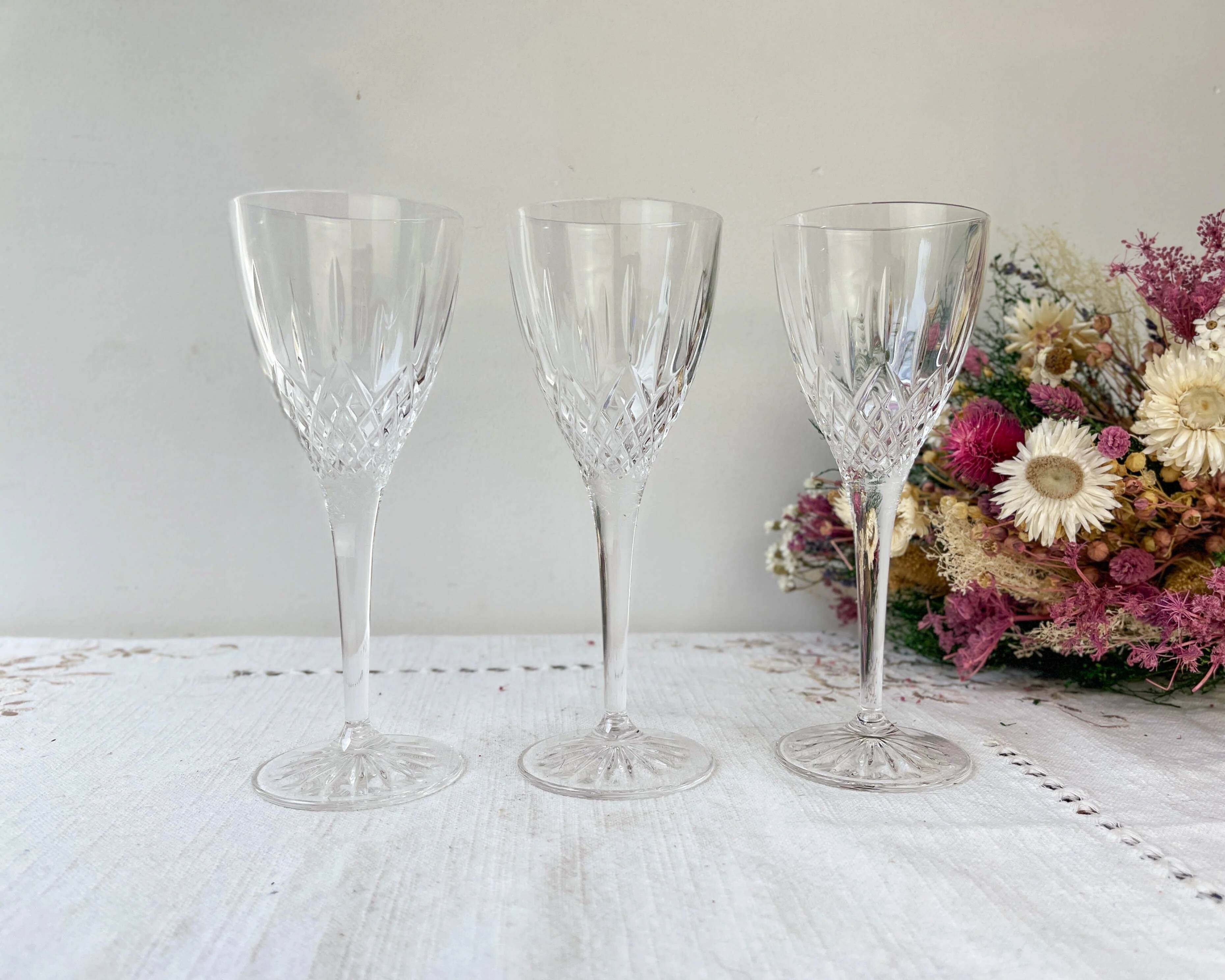 3 vintage cut crystal glasses