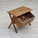 1970s, Scandinavian side table with drawer, solid oak wood, teak wood.
