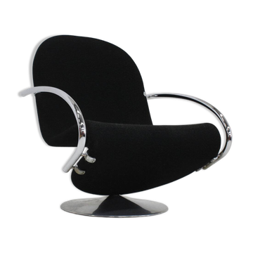 Chaise lounge vintage 1-2-3 en chrome par Verner Panton, années 1970.