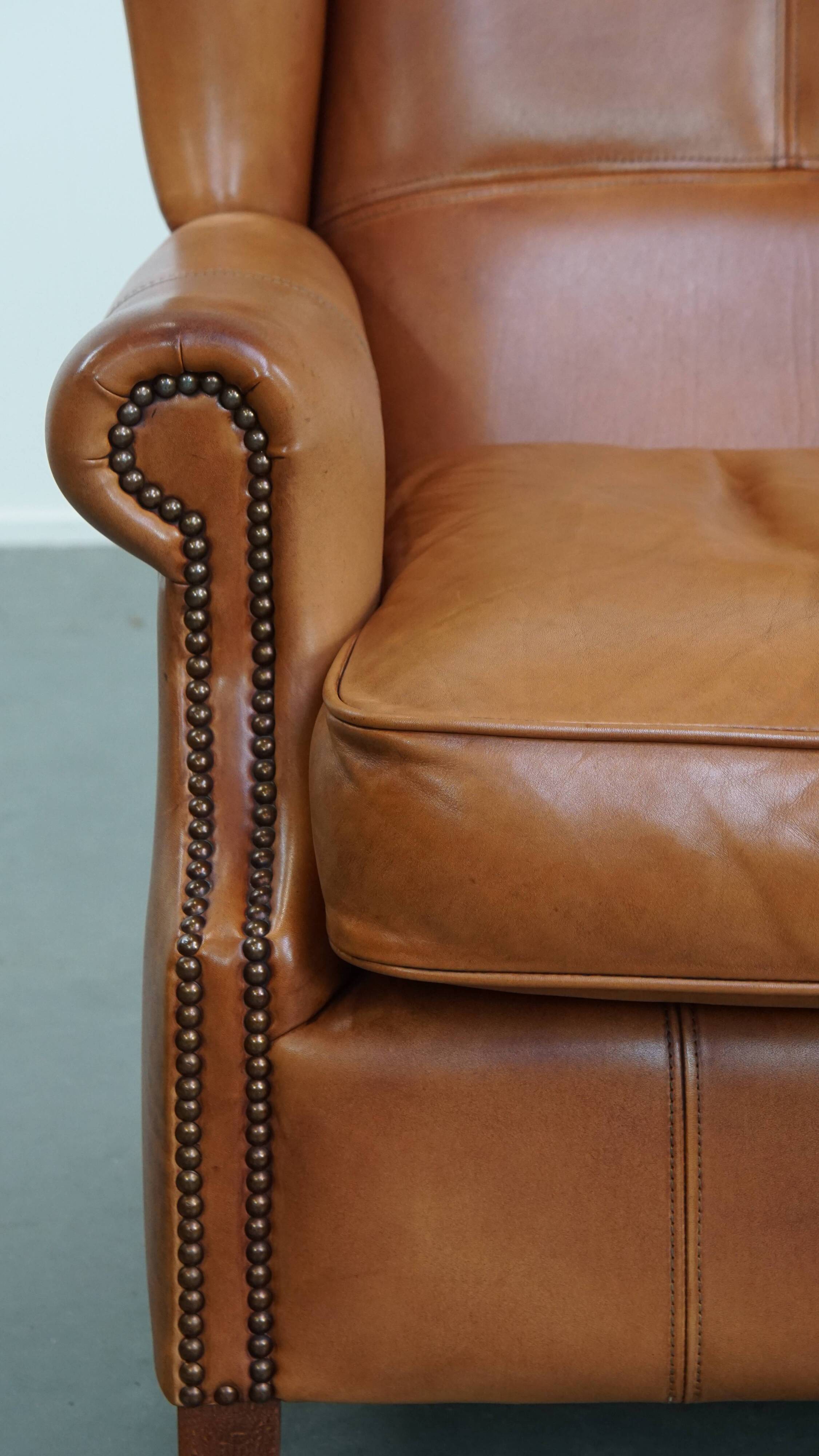 Wingback Chair Made of Cowhide Leather