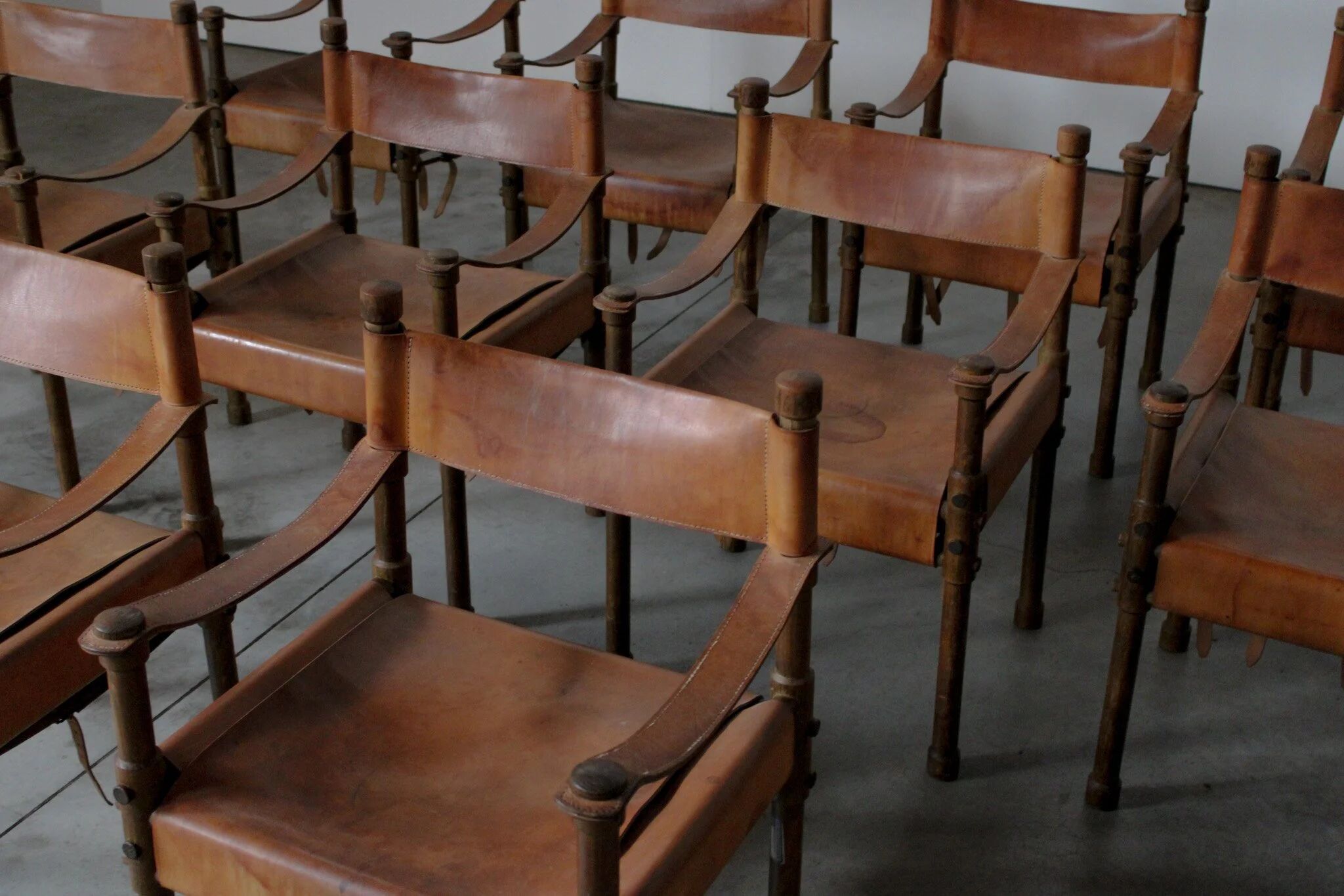 Large set of safari dining chairs - Germany 1960s