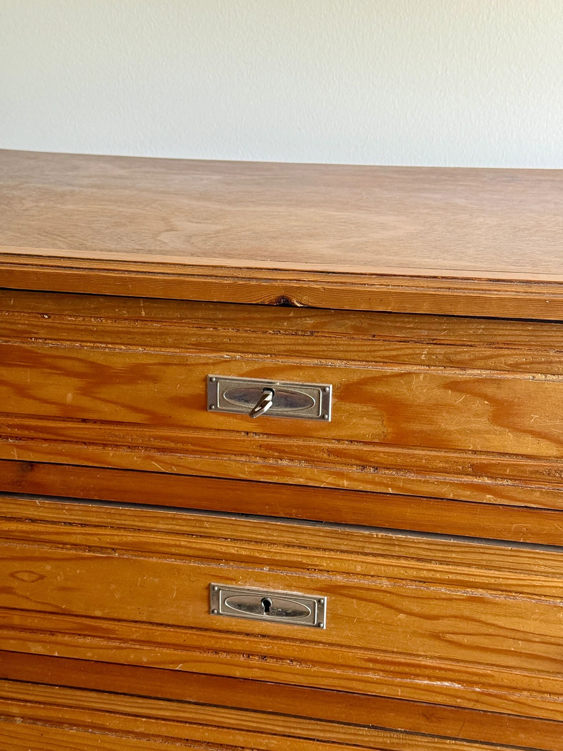 4-drawer chest in raw wood and chrome - art deco style