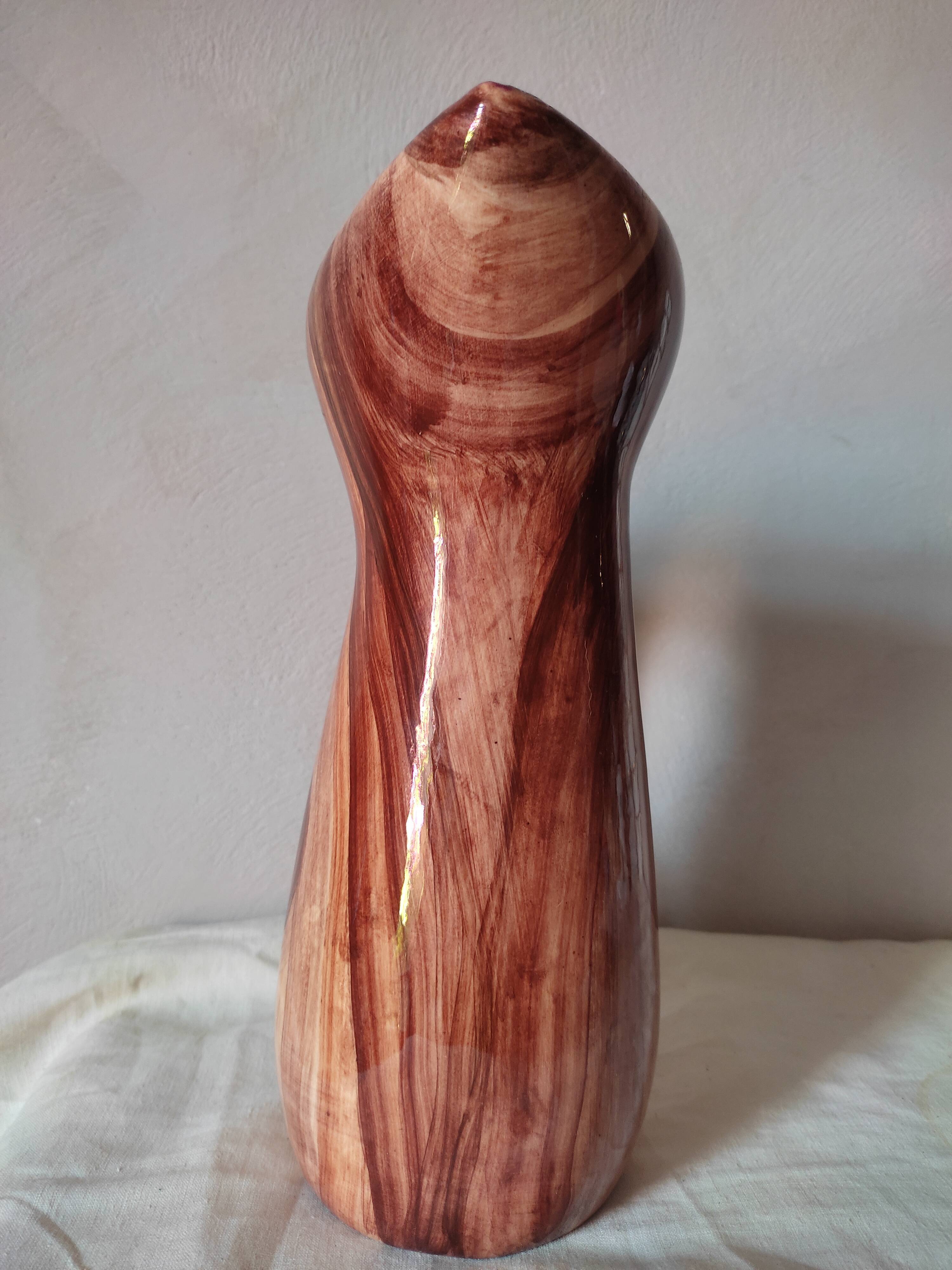 Earthenware decanter in false wood