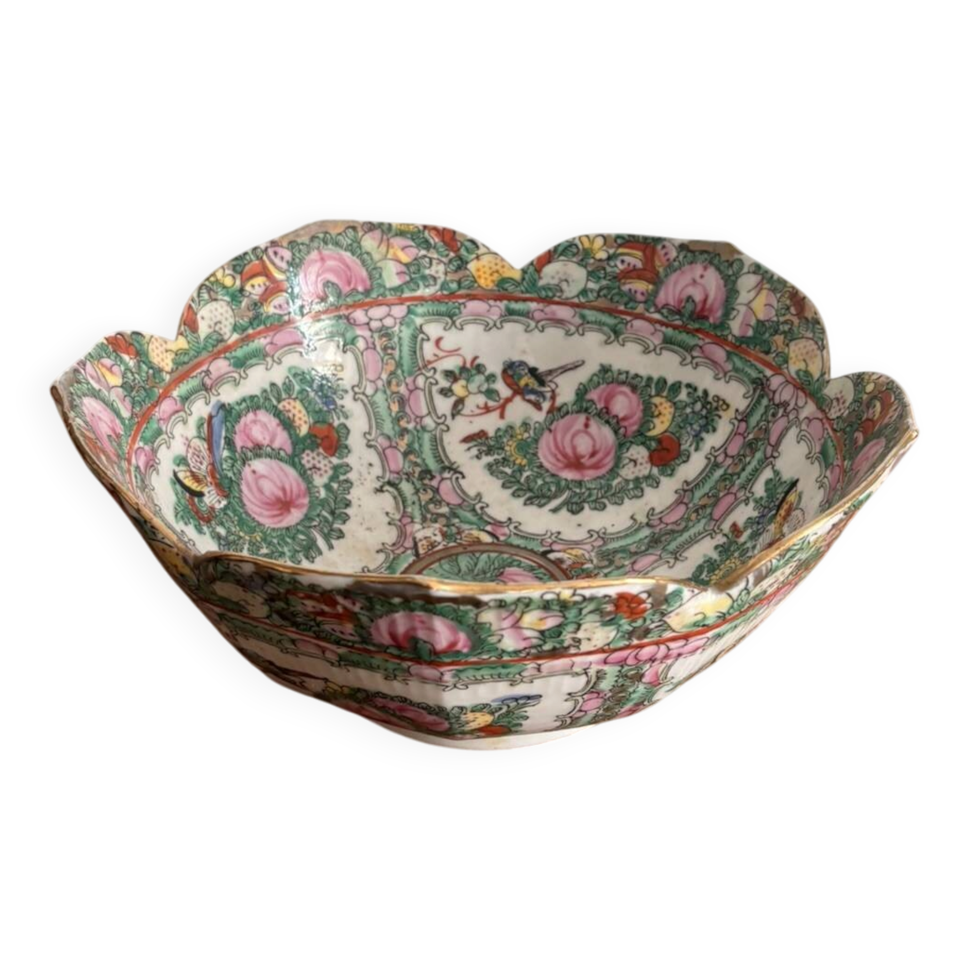 Bowl Plate Porcelain China Famille Rose Canton Qing Dynasty
