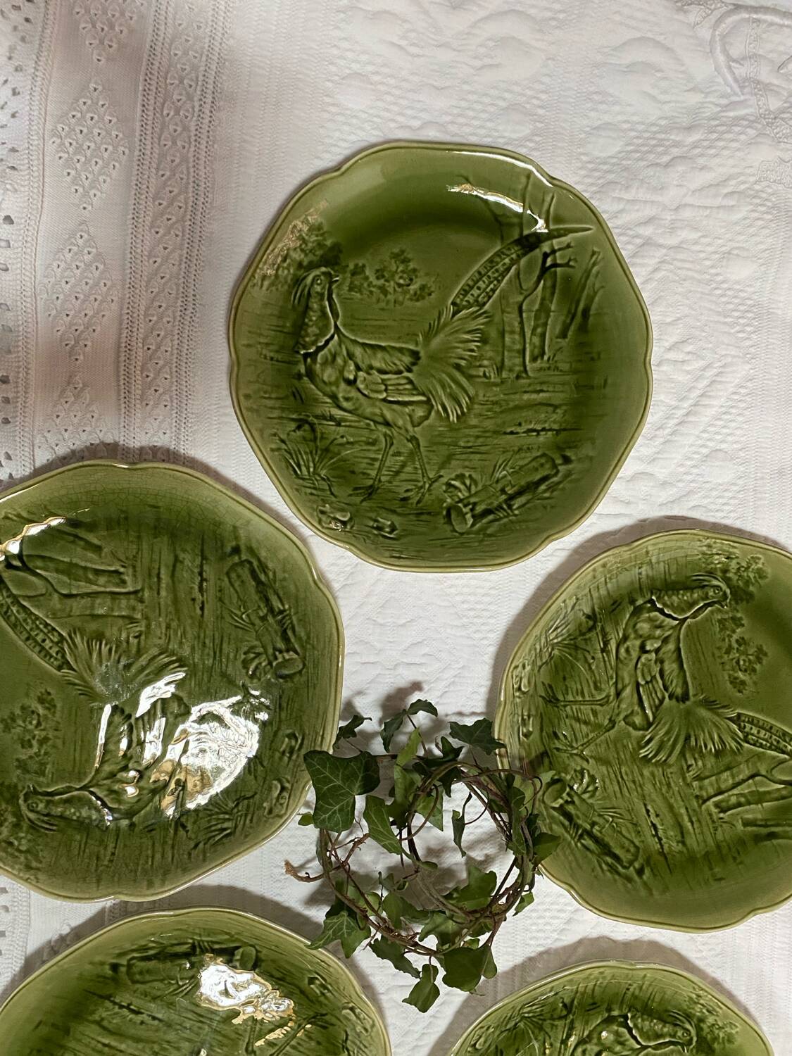 Set of 5 Choisy le Roi 19th century majoline plates