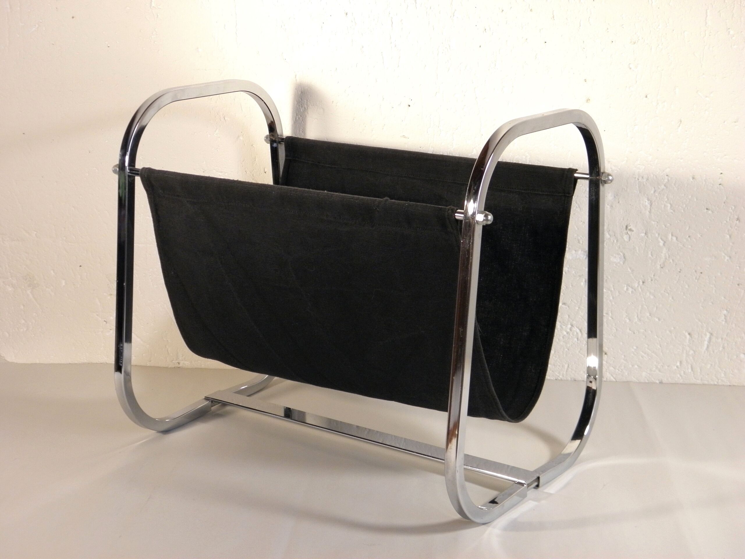 Chrome and fabric magazine holders 1970