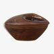 Vintage brown ceramic and leather tobacco pot