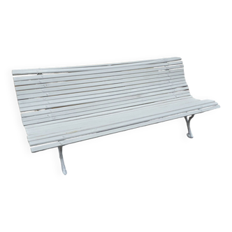 Old cast iron garden bench and wooden slats