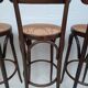 4 curved wood and cane bar stools