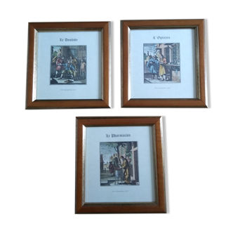 Set of 3 framed engravings