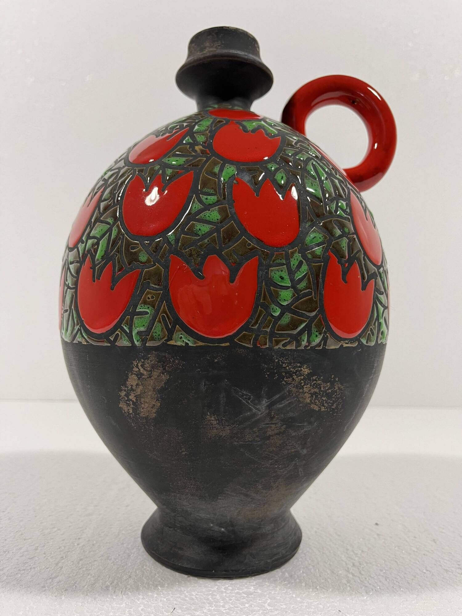 Alvino Bagni pottery vase Tulipani Rossi, Italy