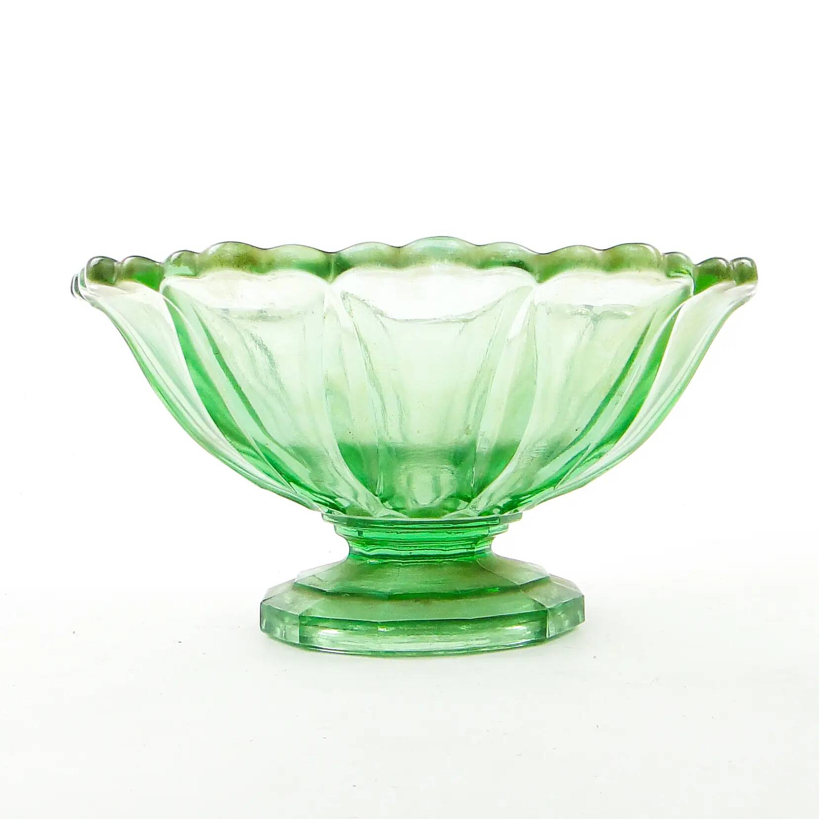 Bol à fruits, moderne du milieu du siècle, verre turquoise, Ząbkowice, Pologne, années 1950